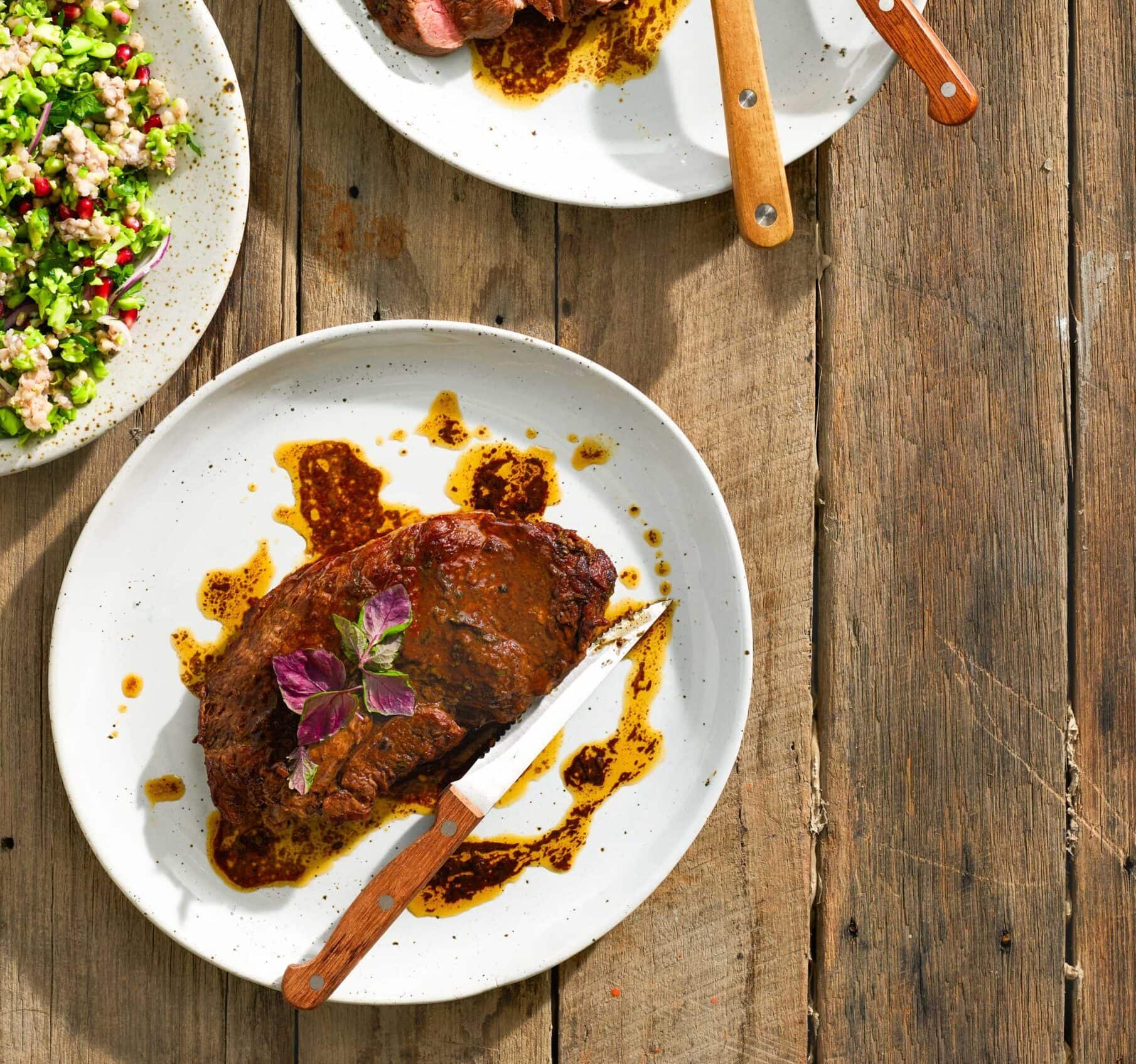 Charcoal-grilled Nature's Fresh rump steak with soybean tabouleh - Nature's Fresh