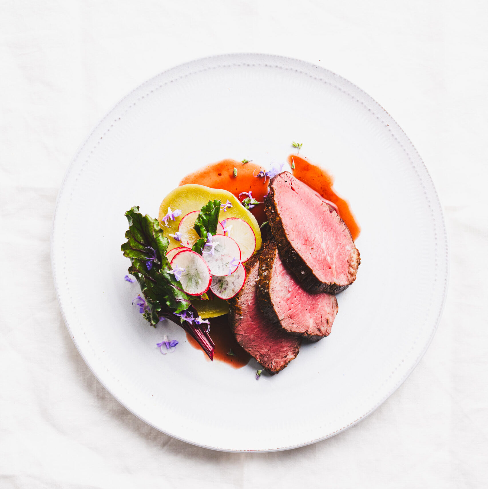Nature's Fresh tenderloin with roasted white sweet potato and beetroot - Nature's Fresh